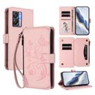 For Realme V23 / Narzo 50 Butterfly Love Flower Multi-card Zipper Wallet Leather Phone Case(Pink) - 1