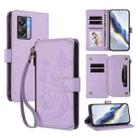 For Realme V23 / Narzo 50 Butterfly Love Flower Multi-card Zipper Wallet Leather Phone Case(Light Purple) - 1