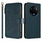 For Realme 14 Pro 5G India Butterfly Love Flower Multi-card Zipper Wallet Leather Phone Case(Dark Green) - 2