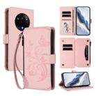 For Realme 14 Pro 5G India Butterfly Love Flower Multi-card Zipper Wallet Leather Phone Case(Pink) - 1
