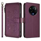 For Realme 14 Pro+ 5G Butterfly Love Flower Multi-card Zipper Wallet Leather Phone Case(Dark Purple) - 2