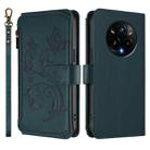 For Realme 14 Pro+ 5G Butterfly Love Flower Multi-card Zipper Wallet Leather Phone Case(Dark Green) - 2