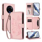 For Realme 14 Pro+ 5G Butterfly Love Flower Multi-card Zipper Wallet Leather Phone Case(Pink) - 1