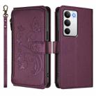 For Realme C71 4G Global Butterfly Love Flower Multi-card Zipper Wallet Leather Phone Case(Dark Purple) - 2