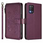 For Realme 9 5G India Butterfly Love Flower Multi-card Zipper Wallet Leather Phone Case(Dark Purple) - 2