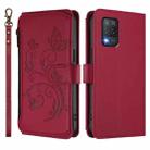 For Realme 9 5G India Butterfly Love Flower Multi-card Zipper Wallet Leather Phone Case(Wine Red) - 2