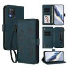 For Realme 9 5G India Butterfly Love Flower Multi-card Zipper Wallet Leather Phone Case(Dark Green) - 1