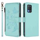 For Realme 9 5G India Butterfly Love Flower Multi-card Zipper Wallet Leather Phone Case(Mint Green) - 2