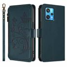 For Realme 9 Pro+ 5G / Narzo 50 Pro 5G Butterfly Love Flower Multi-card Zipper Wallet Leather Phone Case(Dark Green) - 2