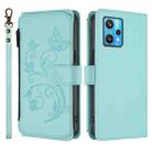 For Realme 9 Pro+ 5G / Narzo 50 Pro 5G Butterfly Love Flower Multi-card Zipper Wallet Leather Phone Case(Mint Green) - 2