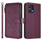 For Realme 9 Pro 5G Global / 9 5G EU Butterfly Love Flower Multi-card Zipper Wallet Leather Phone Case(Dark Purple) - 2