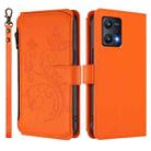 For Realme 9 Pro 5G Global / 9 5G EU Butterfly Love Flower Multi-card Zipper Wallet Leather Phone Case(Orange) - 2