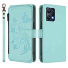 For Realme 9 Pro 5G Global / 9 5G EU Butterfly Love Flower Multi-card Zipper Wallet Leather Phone Case(Mint Green) - 2