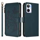 For Realme 10 4G Global Butterfly Love Flower Multi-card Zipper Wallet Leather Phone Case(Dark Green) - 2