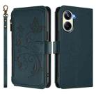 For Realme 10 Pro 5G Butterfly Love Flower Multi-card Zipper Wallet Leather Phone Case(Dark Green) - 2