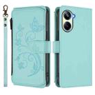 For Realme 10 Pro 5G Butterfly Love Flower Multi-card Zipper Wallet Leather Phone Case(Mint Green) - 2