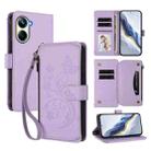 For Realme 10 Pro 5G Butterfly Love Flower Multi-card Zipper Wallet Leather Phone Case(Light Purple) - 1