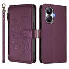 For Realme 10 Pro+ 5G Butterfly Love Flower Multi-card Zipper Wallet Leather Phone Case(Dark Purple) - 2
