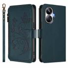 For Realme 10 Pro+ 5G Butterfly Love Flower Multi-card Zipper Wallet Leather Phone Case(Dark Green) - 2