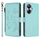 For Realme 10 Pro+ 5G Butterfly Love Flower Multi-card Zipper Wallet Leather Phone Case(Mint Green) - 2