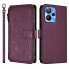 For Realme 10T 5G / 10S 5G Butterfly Love Flower Multi-card Zipper Wallet Leather Phone Case(Dark Purple) - 2