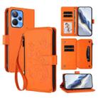 For Realme 10T 5G / 10S 5G Butterfly Love Flower Multi-card Zipper Wallet Leather Phone Case(Orange) - 1