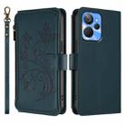 For Realme 10T 5G / 10S 5G Butterfly Love Flower Multi-card Zipper Wallet Leather Phone Case(Dark Green) - 2
