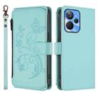For Realme 10T 5G / 10S 5G Butterfly Love Flower Multi-card Zipper Wallet Leather Phone Case(Mint Green) - 2