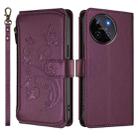 For Realme 11 4G Global Butterfly Love Flower Multi-card Zipper Wallet Leather Phone Case(Dark Purple) - 2
