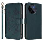 For Realme 11 4G Global Butterfly Love Flower Multi-card Zipper Wallet Leather Phone Case(Dark Green) - 2
