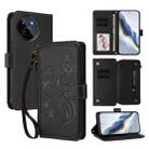 For Realme 11 4G Global Butterfly Love Flower Multi-card Zipper Wallet Leather Phone Case(Black) - 1