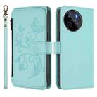 For Realme 11 4G Global Butterfly Love Flower Multi-card Zipper Wallet Leather Phone Case(Mint Green) - 2
