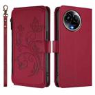 For Realme 11 5G Global / C67 5G India Butterfly Love Flower Multi-card Zipper Wallet Leather Phone Case(Wine Red) - 2