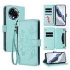 For Realme 11 5G Global / C67 5G India Butterfly Love Flower Multi-card Zipper Wallet Leather Phone Case(Mint Green) - 1