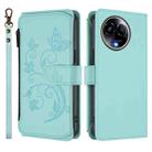 For Realme 11 5G Global / C67 5G India Butterfly Love Flower Multi-card Zipper Wallet Leather Phone Case(Mint Green) - 2