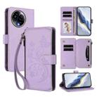 For Realme 11 5G Global / C67 5G India Butterfly Love Flower Multi-card Zipper Wallet Leather Phone Case(Light Purple) - 1