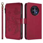 For Realme 13 / 12 / 12x / C65 5G Global Butterfly Love Flower Multi-card Zipper Wallet Leather Phone Case(Wine Red) - 2