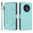 For Realme 13 / 12 / 12x / C65 5G Global Butterfly Love Flower Multi-card Zipper Wallet Leather Phone Case(Mint Green) - 2