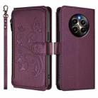 For Realme 12 Pro / 12 Pro+ / P1 Pro 5G Butterfly Love Flower Multi-card Zipper Wallet Leather Phone Case(Dark Purple) - 2