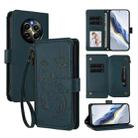 For Realme 12 Pro / 12 Pro+ / P1 Pro 5G Butterfly Love Flower Multi-card Zipper Wallet Leather Phone Case(Dark Green) - 1
