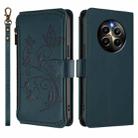 For Realme 12 Pro / 12 Pro+ / P1 Pro 5G Butterfly Love Flower Multi-card Zipper Wallet Leather Phone Case(Dark Green) - 2