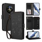 For Realme 12 Pro / 12 Pro+ / P1 Pro 5G Butterfly Love Flower Multi-card Zipper Wallet Leather Phone Case(Black) - 1