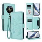 For Realme 12 Pro / 12 Pro+ / P1 Pro 5G Butterfly Love Flower Multi-card Zipper Wallet Leather Phone Case(Mint Green) - 1