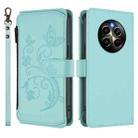 For Realme 12 Pro / 12 Pro+ / P1 Pro 5G Butterfly Love Flower Multi-card Zipper Wallet Leather Phone Case(Mint Green) - 2
