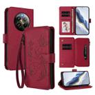 For Realme 13 / 12 4G / P1 5G Global Butterfly Love Flower Multi-card Zipper Wallet Leather Phone Case(Wine Red) - 1
