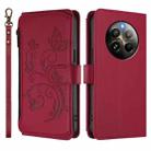 For Realme 13 / 12 4G / P1 5G Global Butterfly Love Flower Multi-card Zipper Wallet Leather Phone Case(Wine Red) - 2