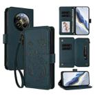 For Realme 13 / 12 4G / P1 5G Global Butterfly Love Flower Multi-card Zipper Wallet Leather Phone Case(Dark Green) - 1