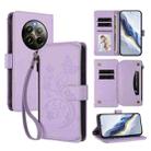 For Realme 13 / 12 4G / P1 5G Global Butterfly Love Flower Multi-card Zipper Wallet Leather Phone Case(Light Purple) - 1