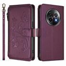 For Realme 13+ 5G Global Butterfly Love Flower Multi-card Zipper Wallet Leather Phone Case(Dark Purple) - 2