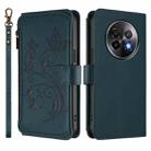 For Realme 13+ 5G Global Butterfly Love Flower Multi-card Zipper Wallet Leather Phone Case(Dark Green) - 2